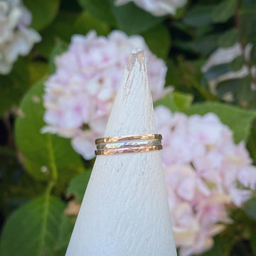 Thin hammered stackable rings