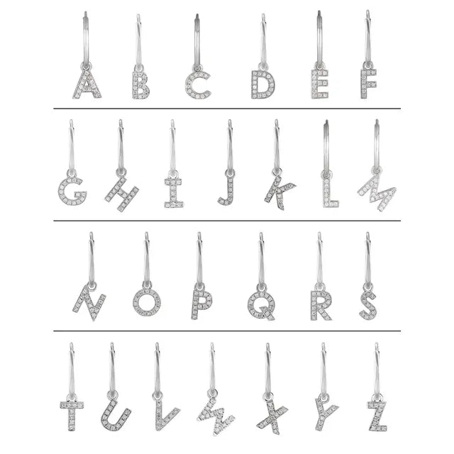 Diamond initial hoop earrings