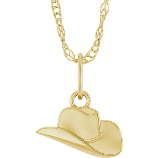 Cowboy hat pendant 14k gold or sterling silver