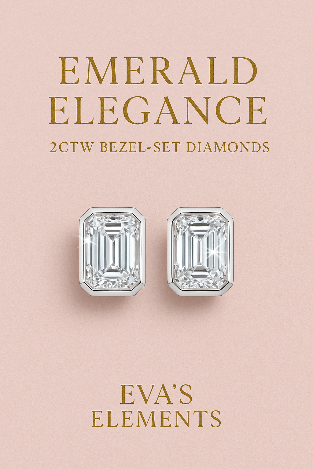 14k LG 2ctw Bezel Emerald diamond earrings