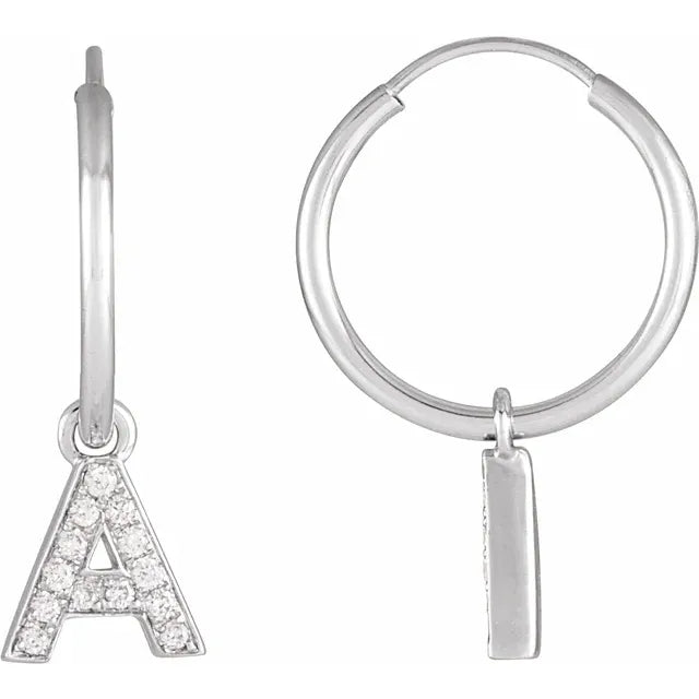 Diamond initial hoop earrings