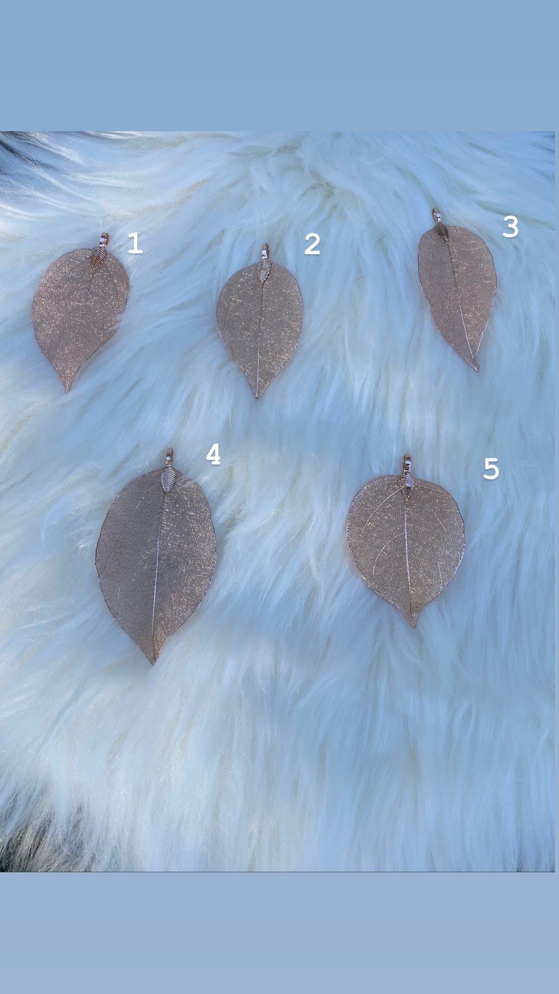 Real leaf pendant necklace, long rose gold necklace
