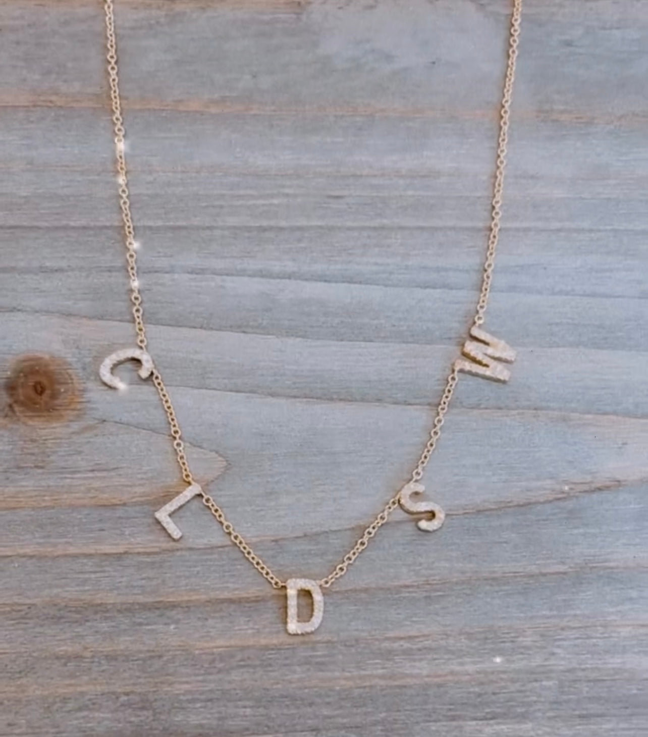 Hanging Diamond initial necklace mini Diamond solid gold initial