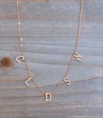 Hanging Diamond initial necklace mini Diamond solid gold initial