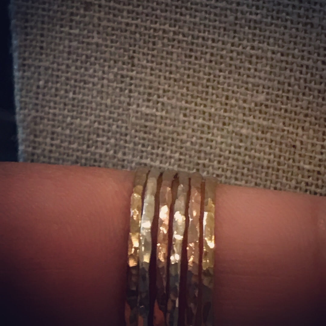Thin hammered stackable rings