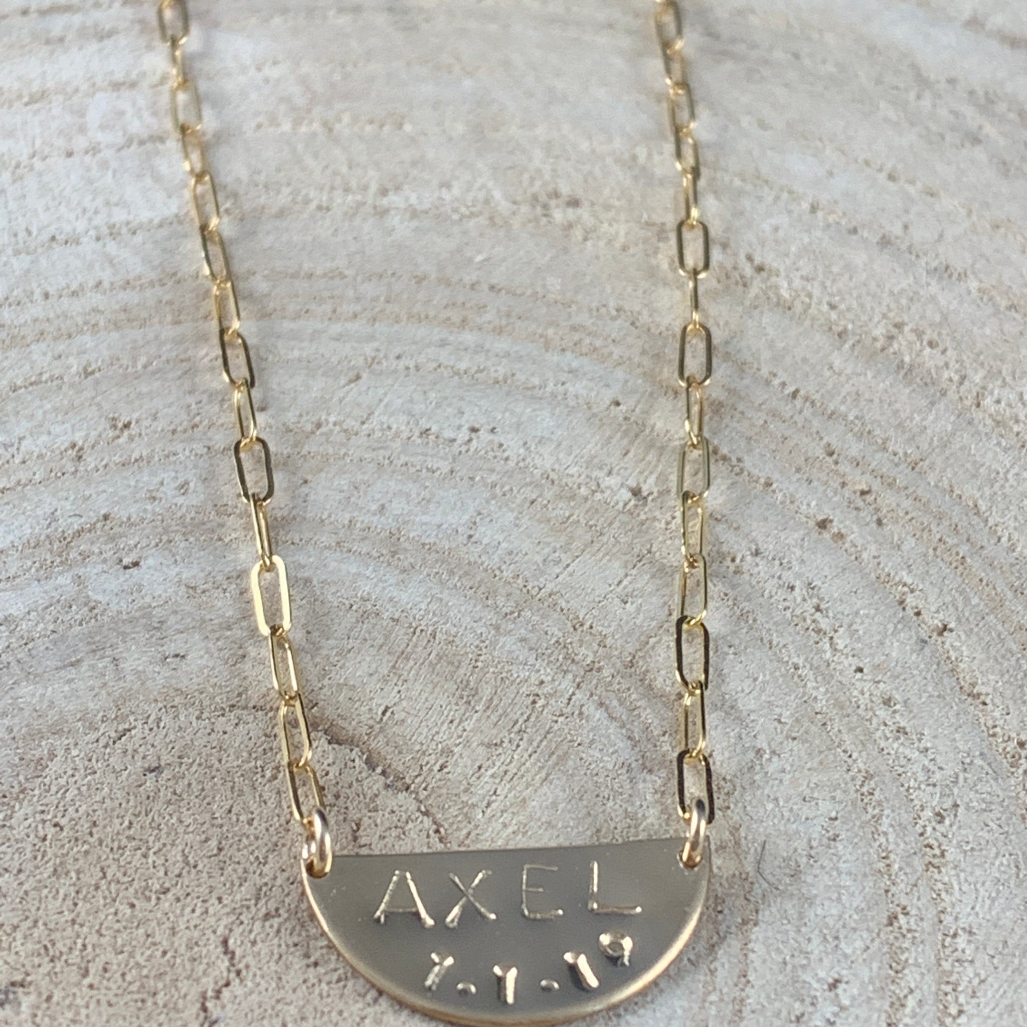 Half moon dainty name necklace, dainty personalized necklace,
