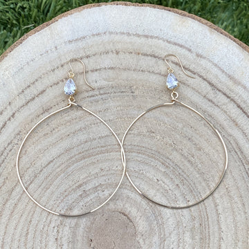 Crystal drop hoop earrings, dainty drop hoops, mini hoops with crystal drop