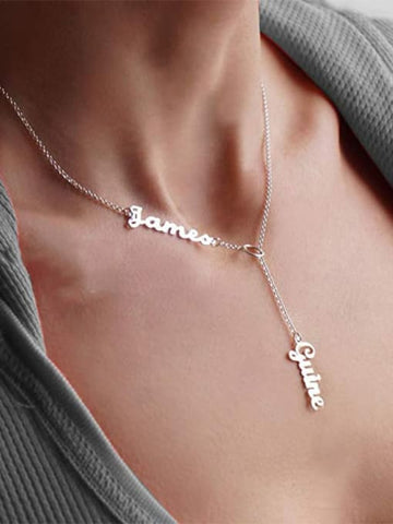 LARIAT SILVER NAME NECKLACE