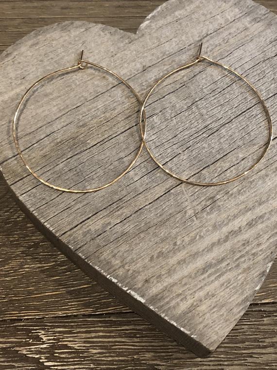 Gold filled hammered hoop earrings, hoop earrings, gold hoops