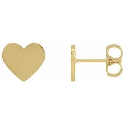 Heart stud earrings engraved or blank