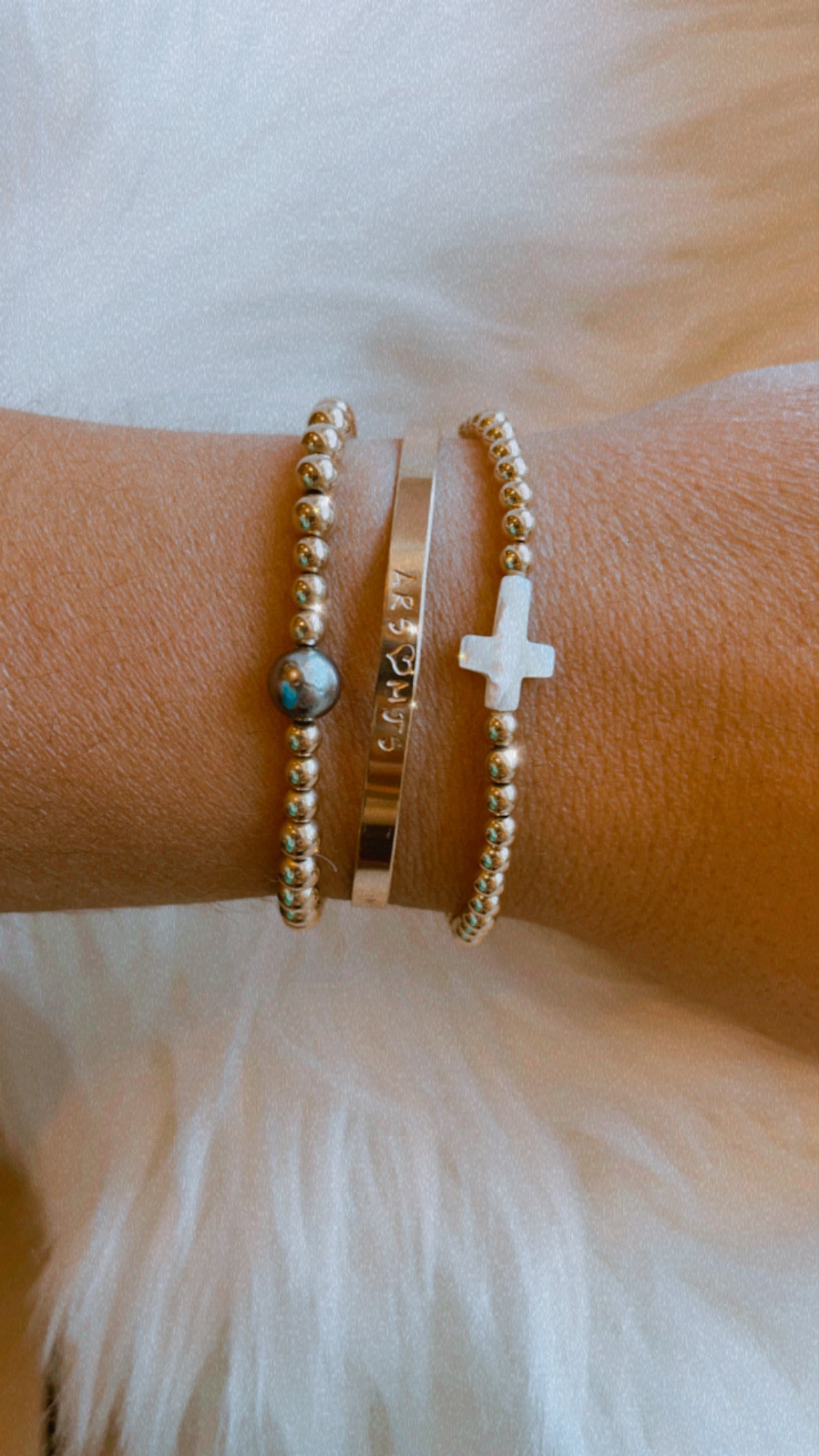 Christian jewelry, gold filled beaded cross bracelet, mother of pearl cross charm, first communion gift,