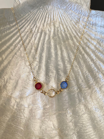 Fourth of July necklace , patriotic necklace, red white and blue Swarovski
