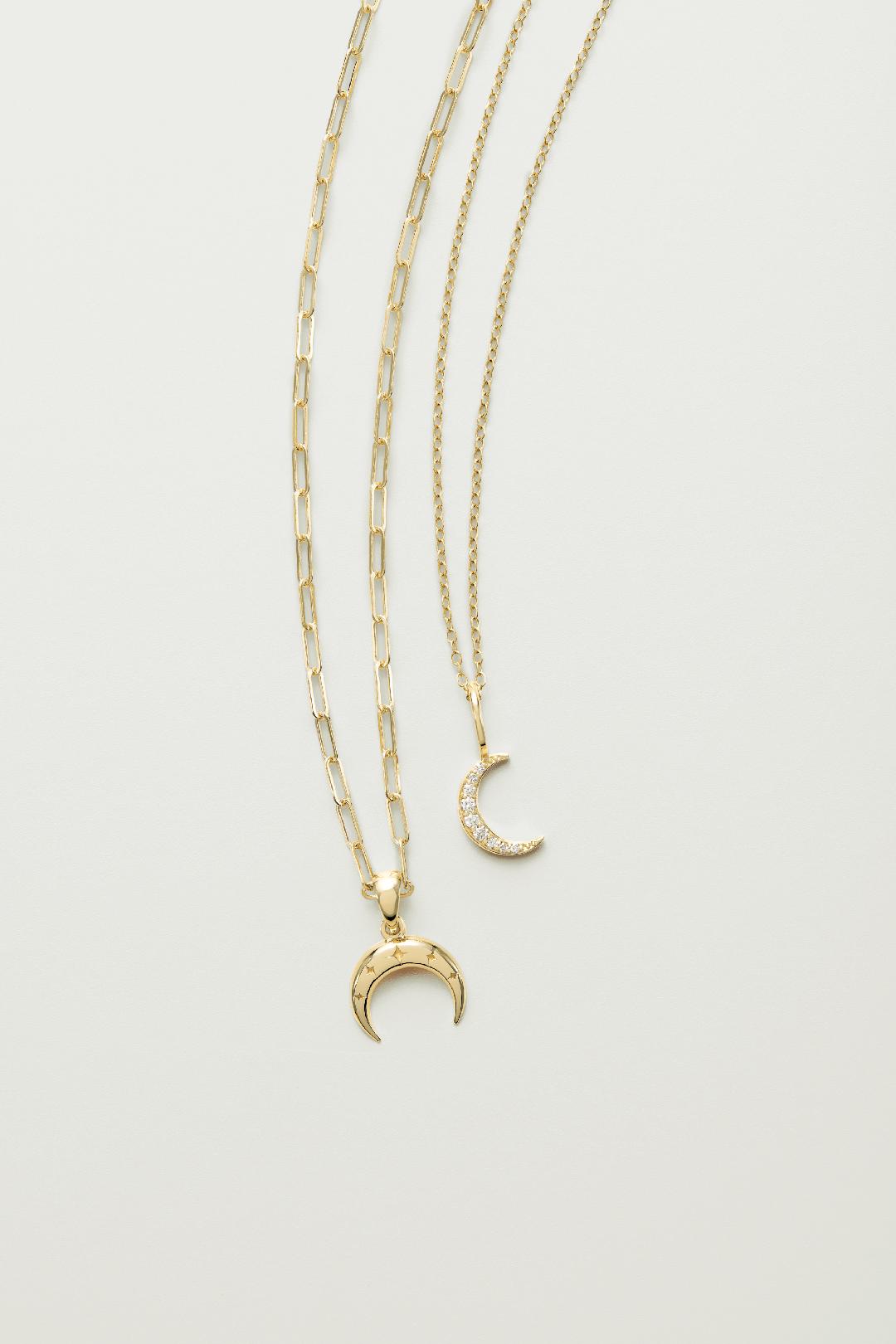 14K Yellow Crescent Moon 18" Necklace