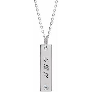 14k gold or Sterling Silver Engravable Bar Pendant