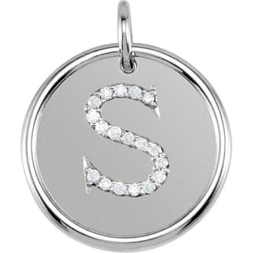 Diamond initial disc necklace